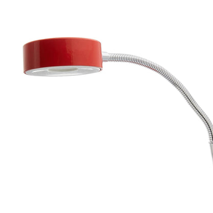Globe Electric 8.46" 5W 250 Lumens LED Integrated Goose Neck Clip Lamp, Red