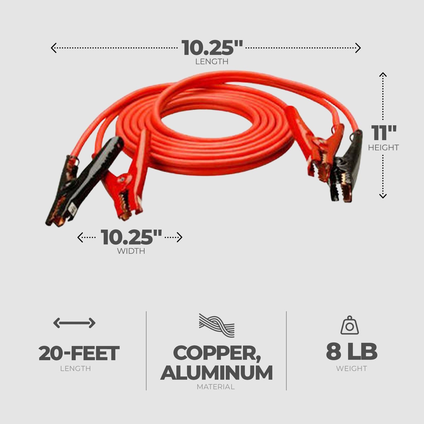 Master Mechanic 2 Pack 20' 4 Gauge Jumper Cable for Roadside Emergency Needs - Find Fresh Goods