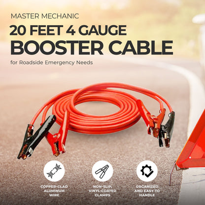 Master Mechanic 2 Pack 20' 4 Gauge Jumper Cable for Roadside Emergency Needs - Find Fresh Goods