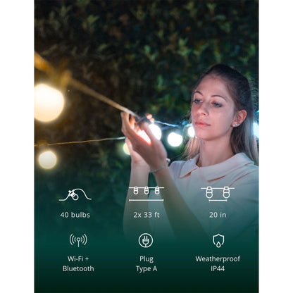 Twinkly Festoon App-Controlled Smart LED Light String 40 AWW (Warm/Cool White)