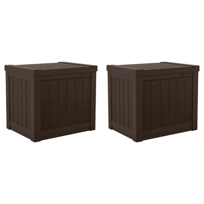Suncast 17 x 22 Inch Resin 22-Gallon Patio Storage Deck Box, Java Brown (2 Pack)
