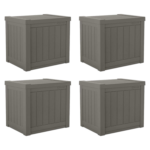 Suncast SS500ST 22 Gallon Small Resin Outdoor Patio Storage Deck Box (4 Pack)