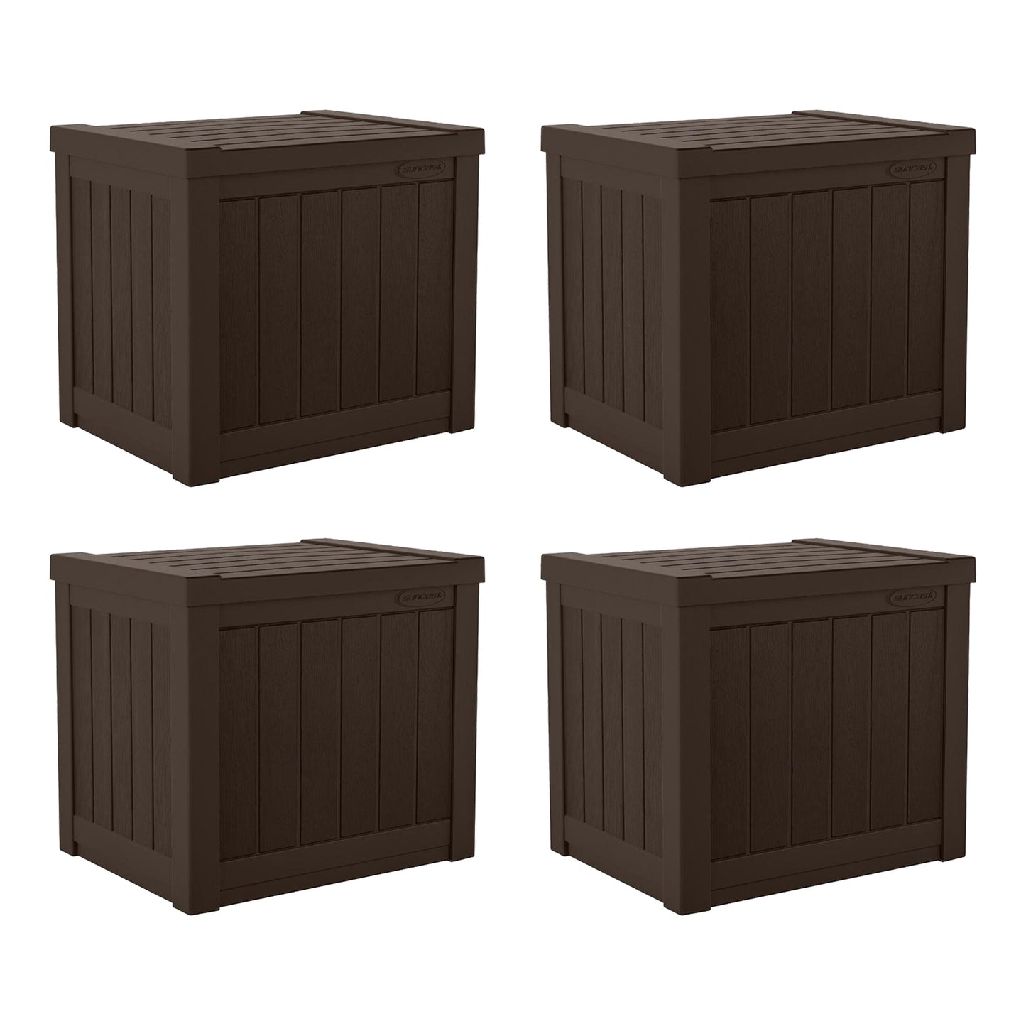 Suncast 17 x 22 Inch Resin 22-Gallon Patio Storage Deck Box, Java Brown (4 Pack)