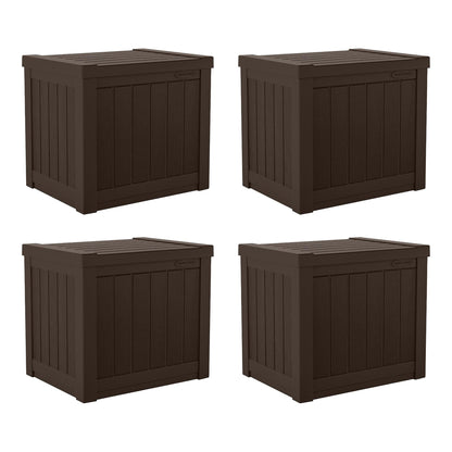 Suncast 17 x 22 Inch Resin 22-Gallon Patio Storage Deck Box, Java Brown (4 Pack)