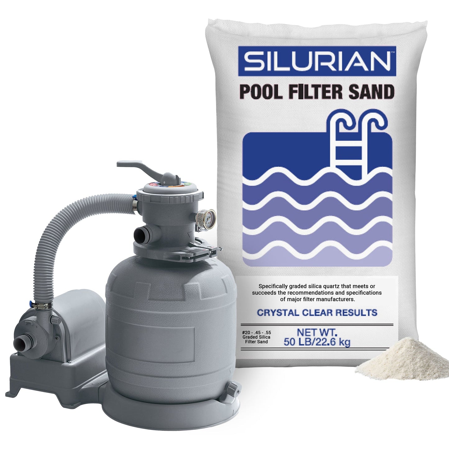 U.S. Silica SILURIAN 20 Grade Pool Filter Sand & Funsicle 12" Sand Filter Pump