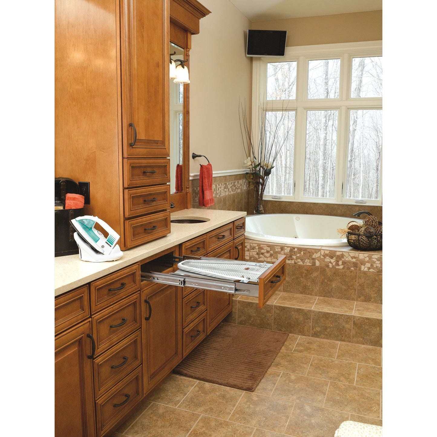 Rev-A-Shelf Pullout Foldaway Ironing Board for Vanity Cabinet Drawer, VIB-20CR