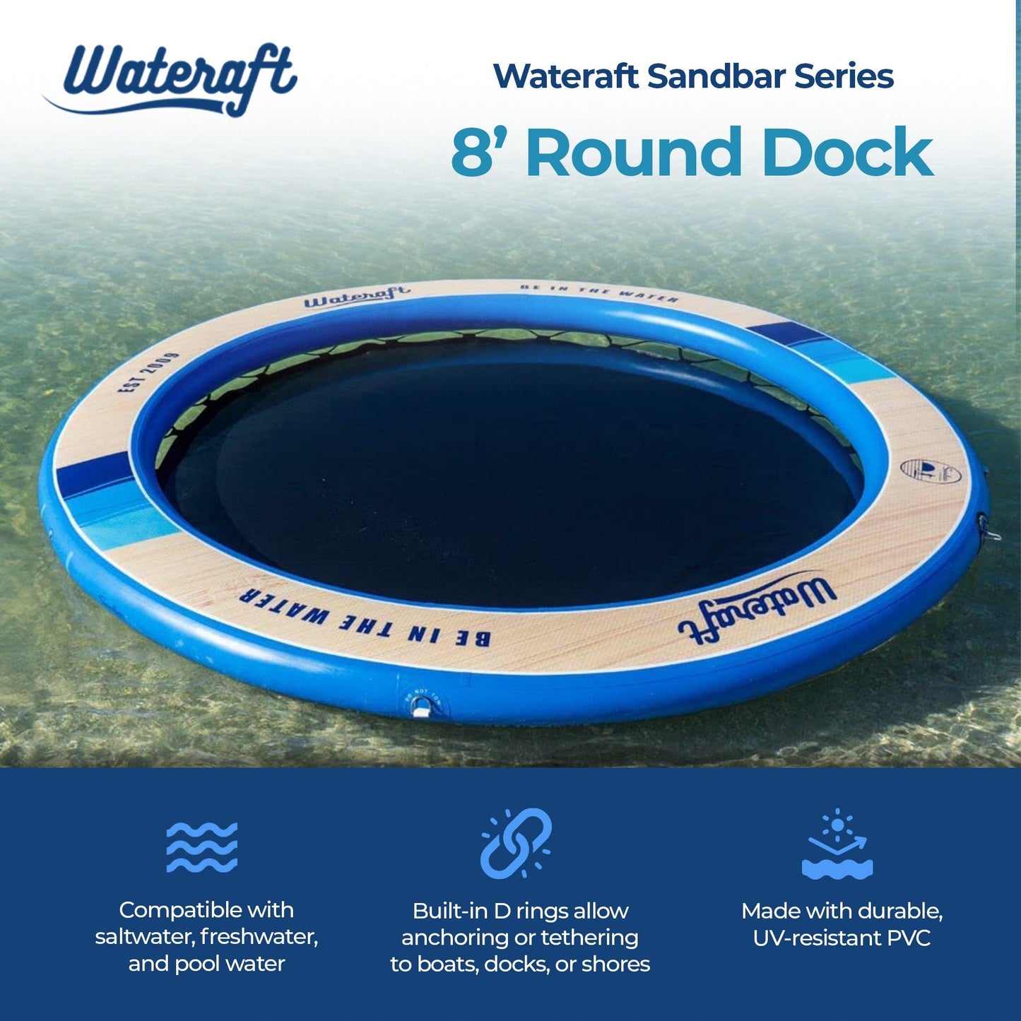 WateRaft Floating Inflatable Dock with Mesh Net Center