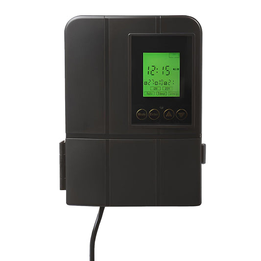 Fusion Low Voltage Outdoor LED Lighting Transformer with Timer, 50 Watt, Black
