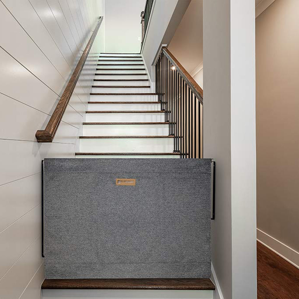 The Stair Barrier 27 to 42.5 Inch Wall to Wall Single Panel Swing Gate, Gray