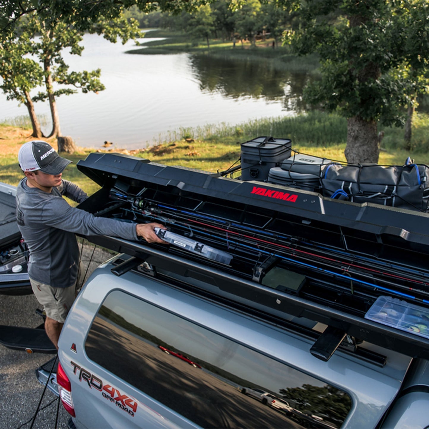 Yakima TopWater Enclosed Rooftop Fishing Rod Box Compatible w/ EasyRider Trailer - Find Fresh Goods