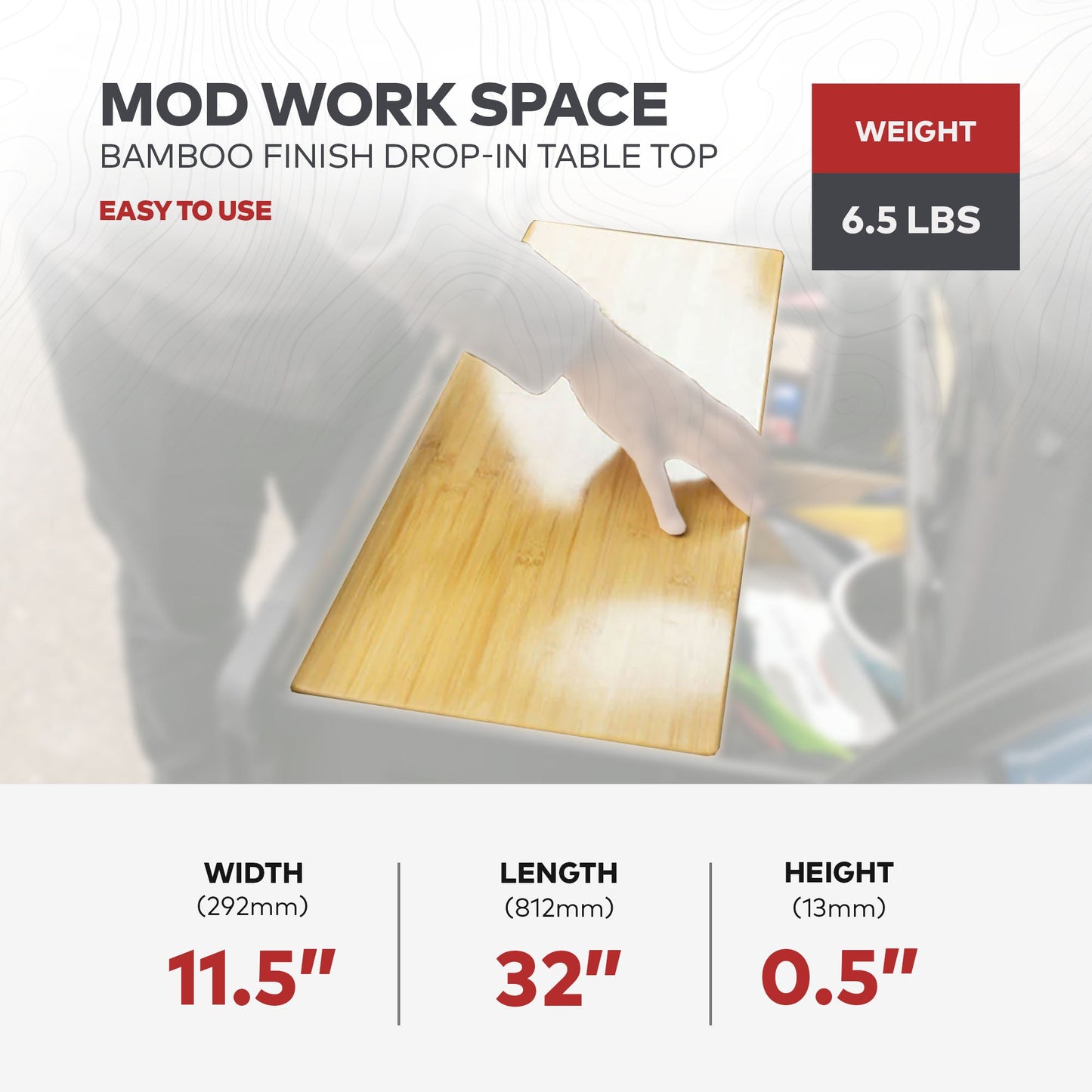 Yakima MOD Work Space Bamboo Finish Drop In Table Top fits MD and LG HomeBase - Find Fresh Goods