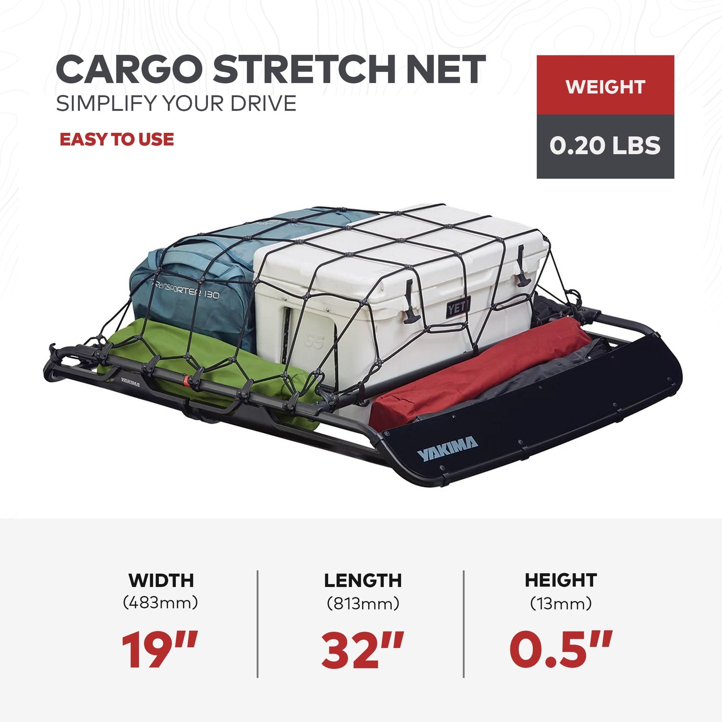 Yakima 32 x 19 Inch Cargo Stretch Net for MOD HomeBase Unit or Toppers, Black - Find Fresh Goods