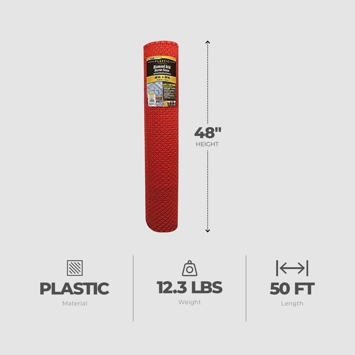 YardGard Barrier Fence with Diamond Grid Plastic for Animal Confinement, Red