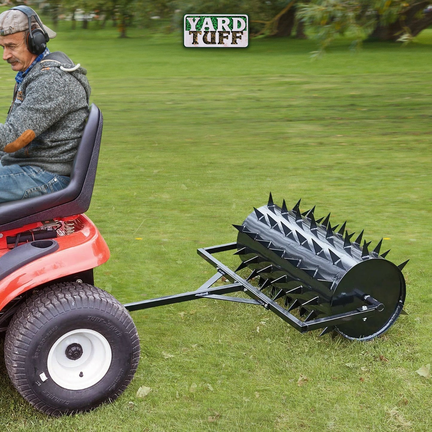 Yard Tuff Steel Spike Lawn Aerator Roller with 36-Inch Width, Black